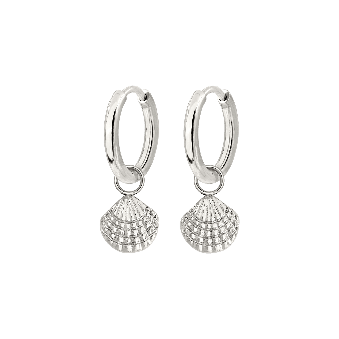 Cute Shell Hoop Set Argento