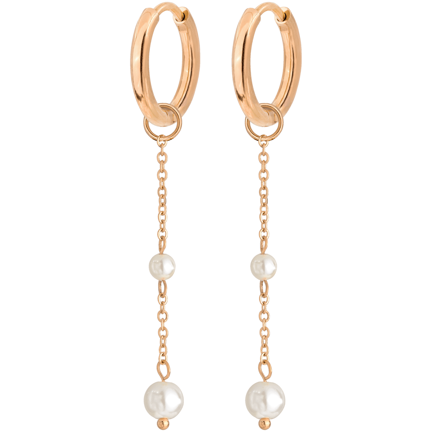 Pearl Allure Hoop Set Small Oro Rosa