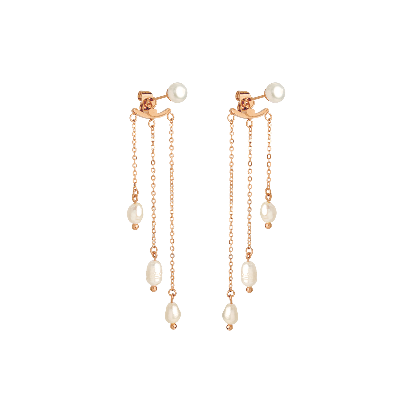 Annas Sparkle Pearl Studs Oro Rosa