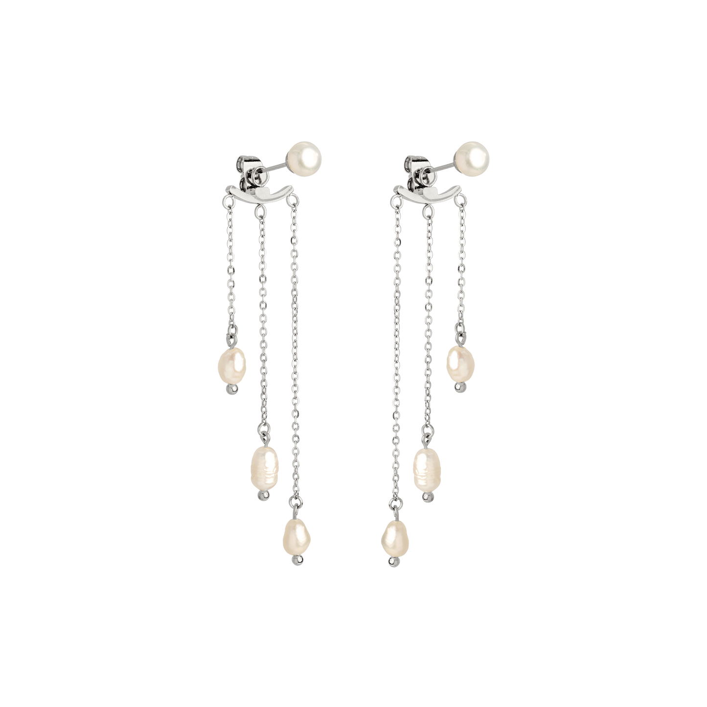 Annas Sparkle Pearl Studs Argento