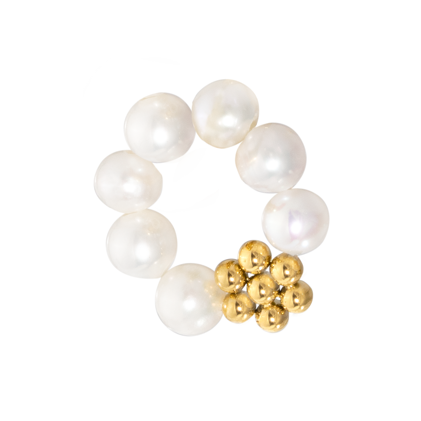 Chunky Flora Pearl Hoop Set Medium Oro