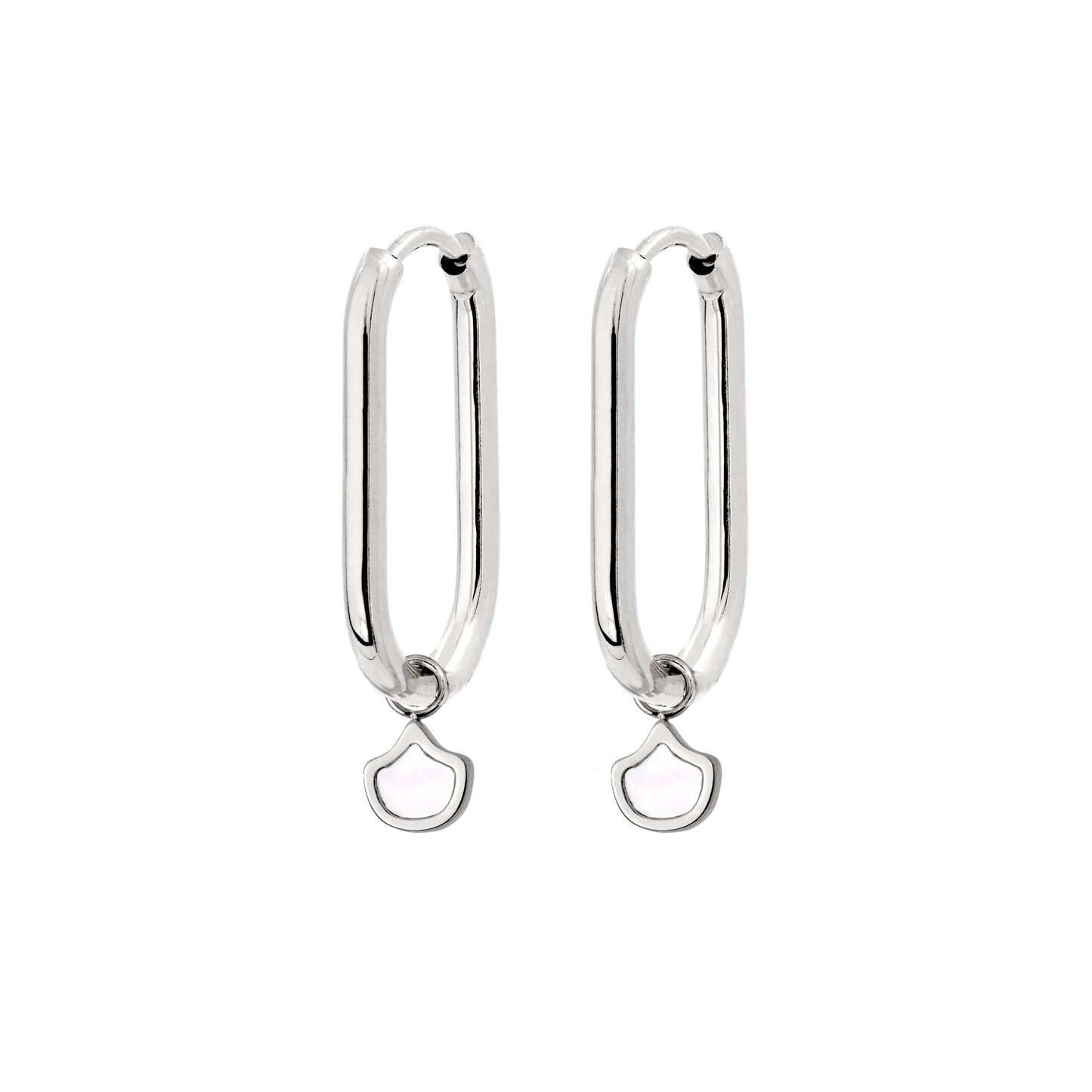 Fish Scale Oval Hoop Set Small Argento