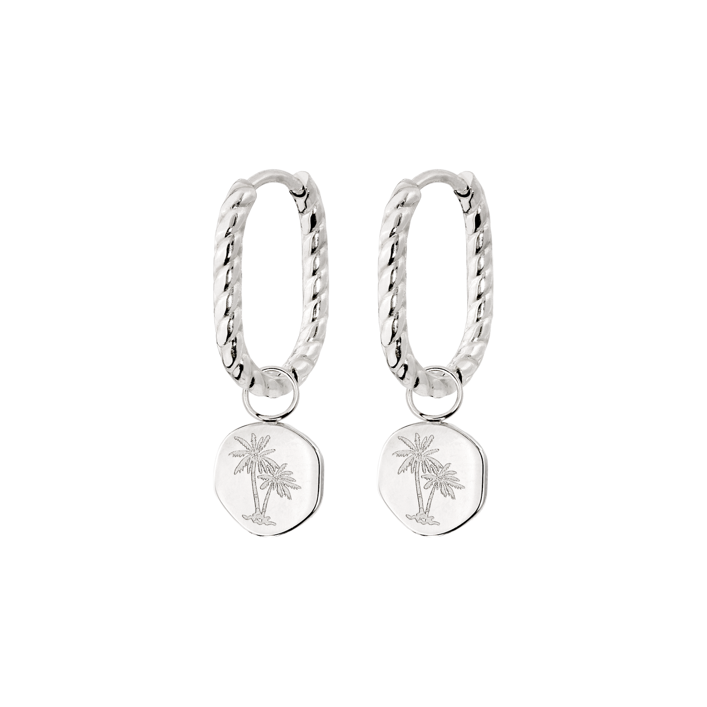 Palmera Coin Oval Twisted Hoop Set Baby Argento