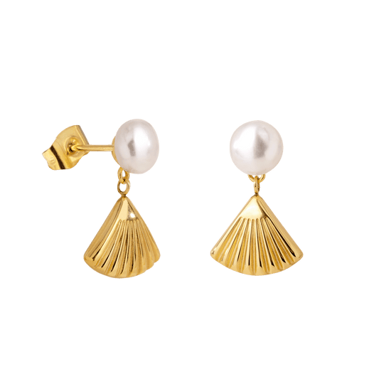 Pearl & Fan Orecchini Oro