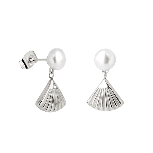 Pearl & Fan Orecchini Argento