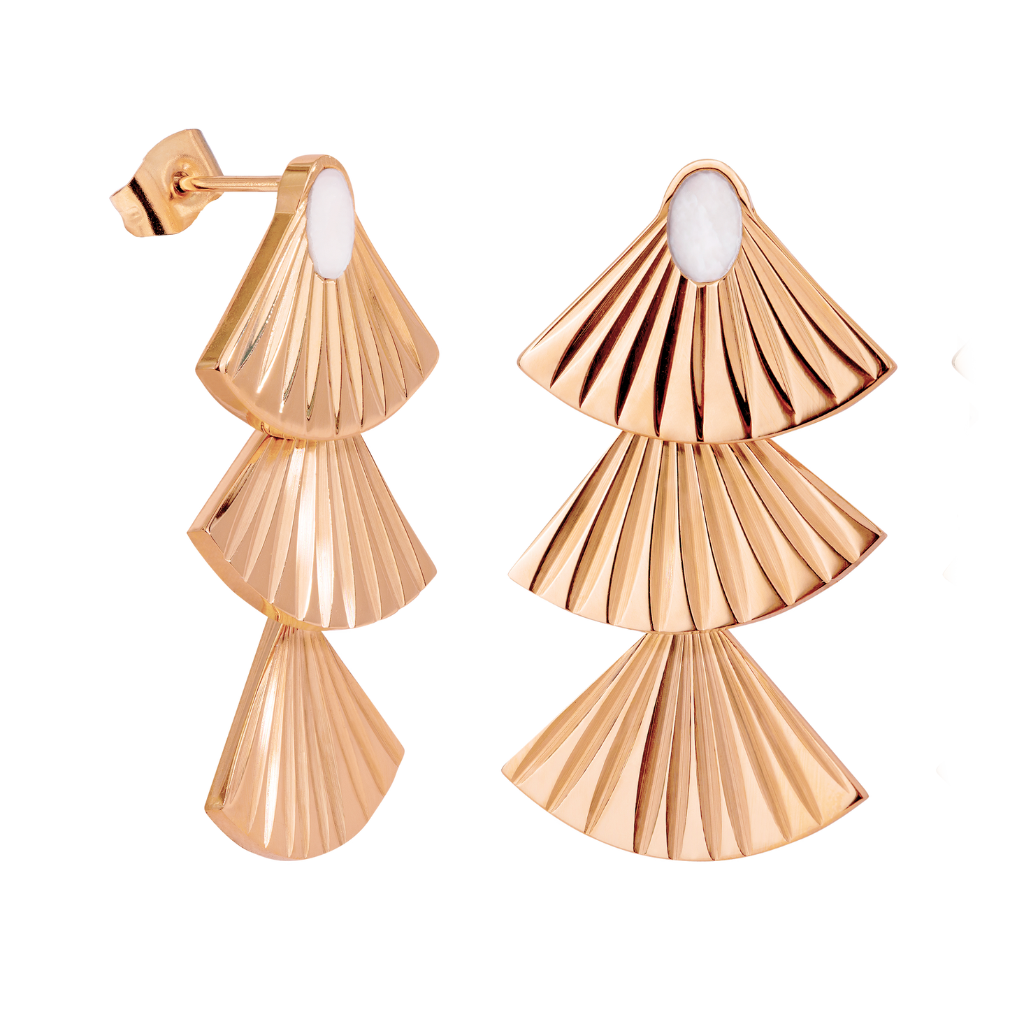 Triple Fan Orecchini Oro Rosa