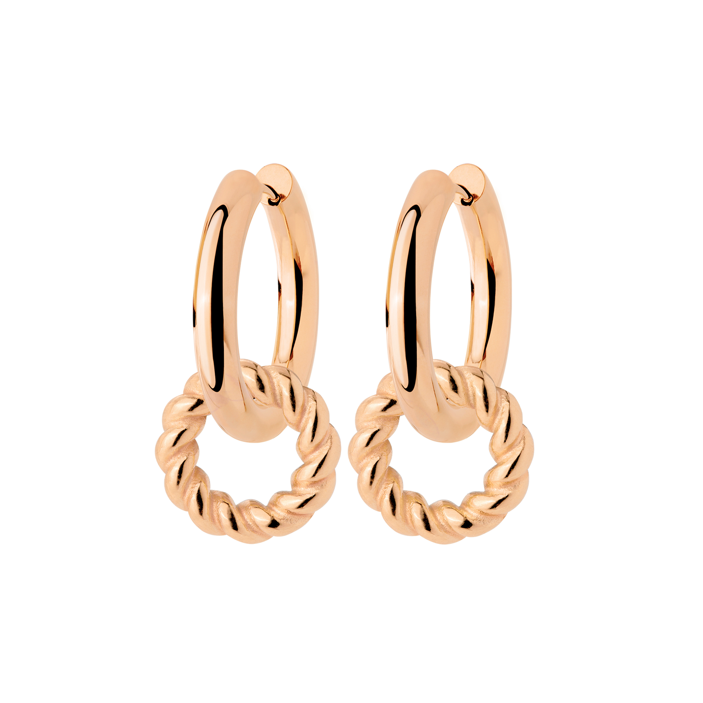 Chunky Twisted Donut Hoop Set Medium Oro Rosa