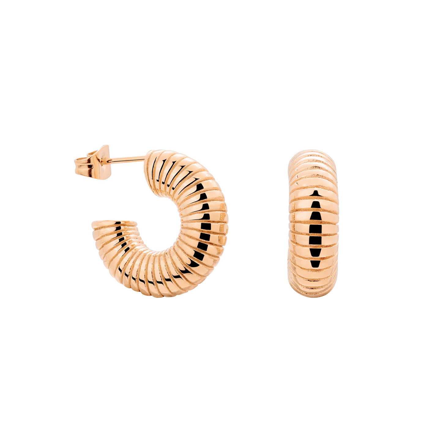 Spiral of Love Hoop Studs Small Oro Rosa