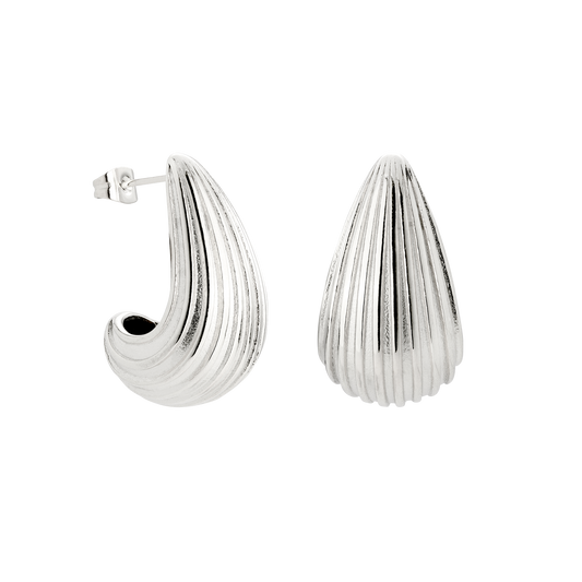 Textured Droplet Orecchini Large Argento