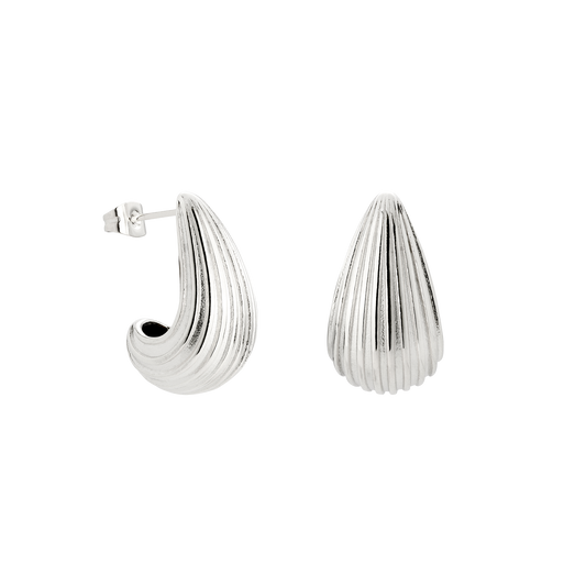 Textured Droplet Studs Small Argento