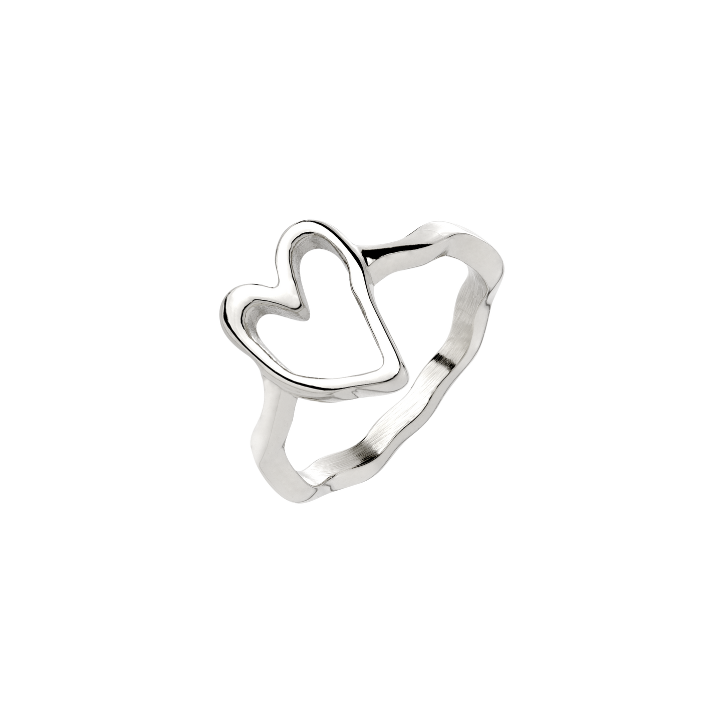 Flowy Heart Anello Argento