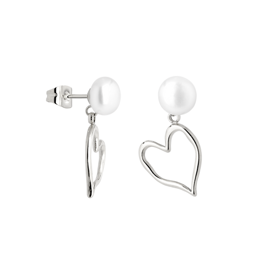 Melting Heart Pearl Orecchini Argento