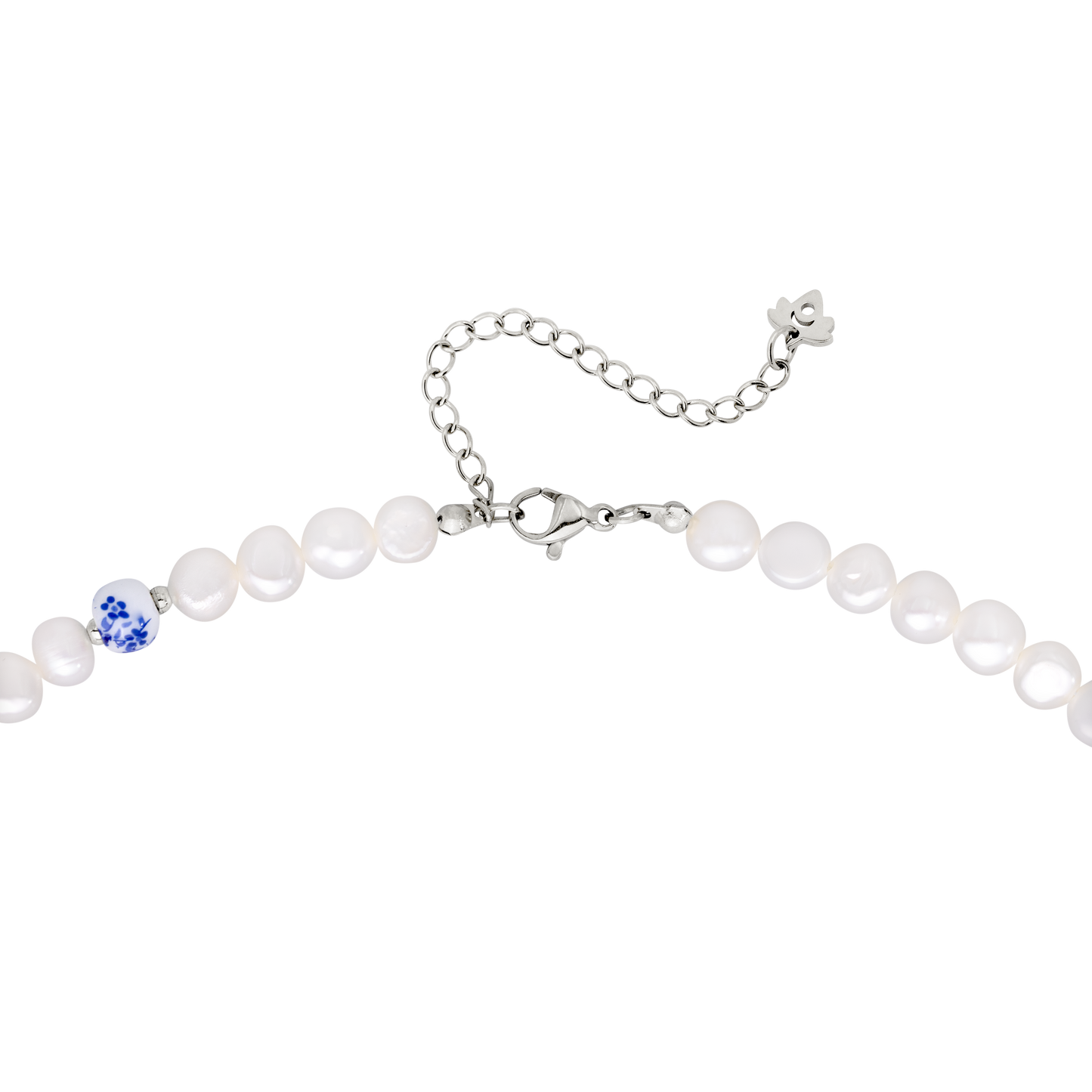 Flower Tile Pearl Collana Argento