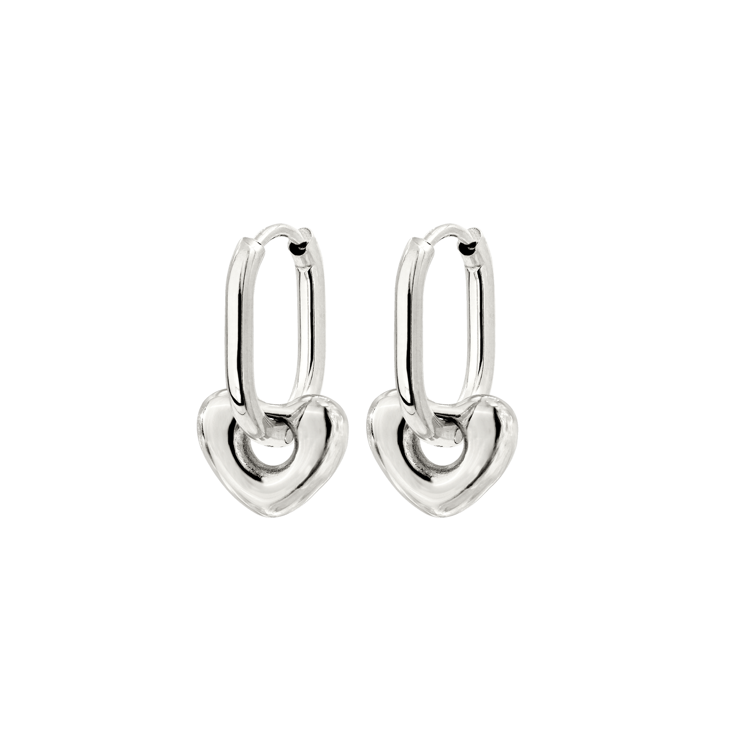 Phat Heart Oval Hoop Set Baby Argento