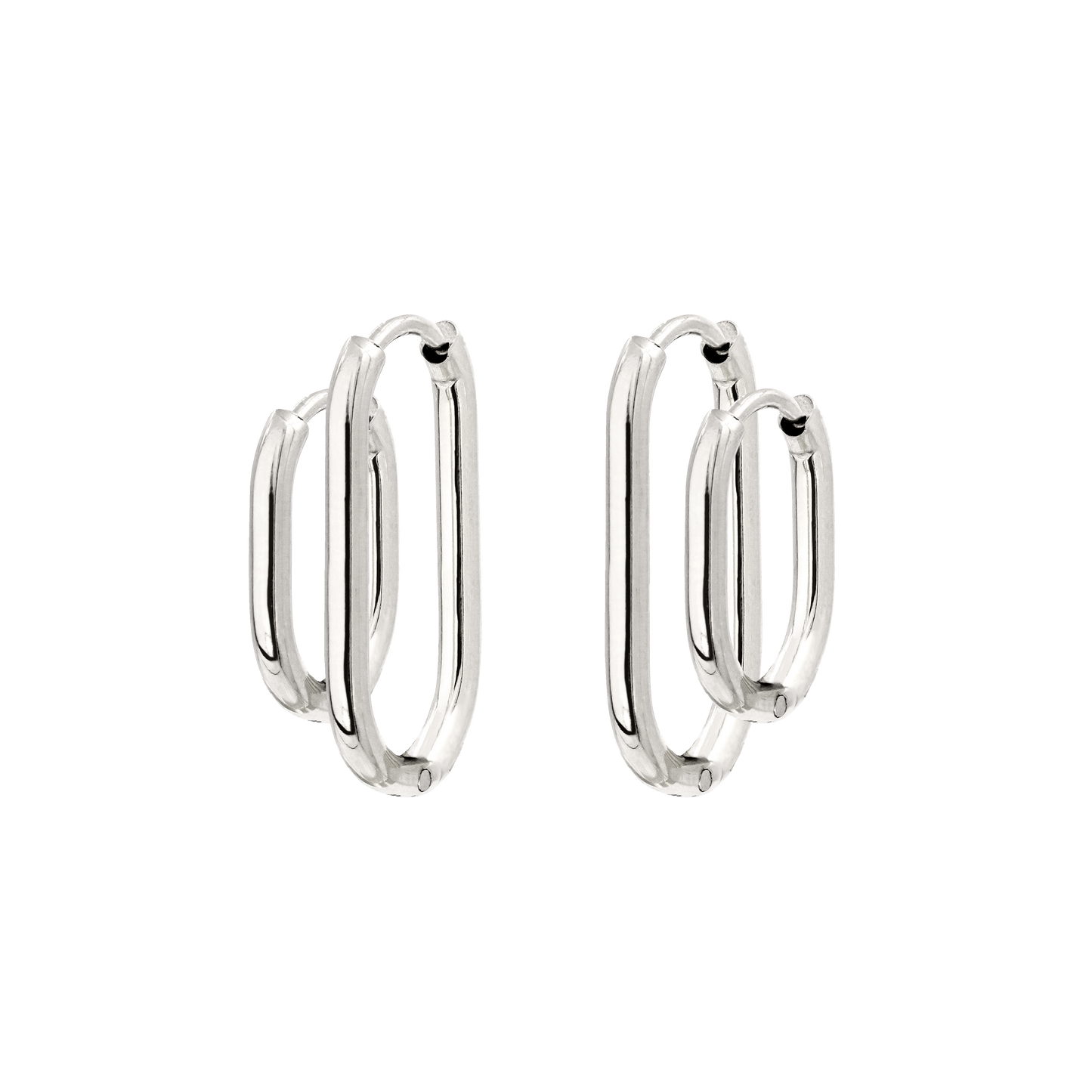 Oval Clean Hoop Set Argento