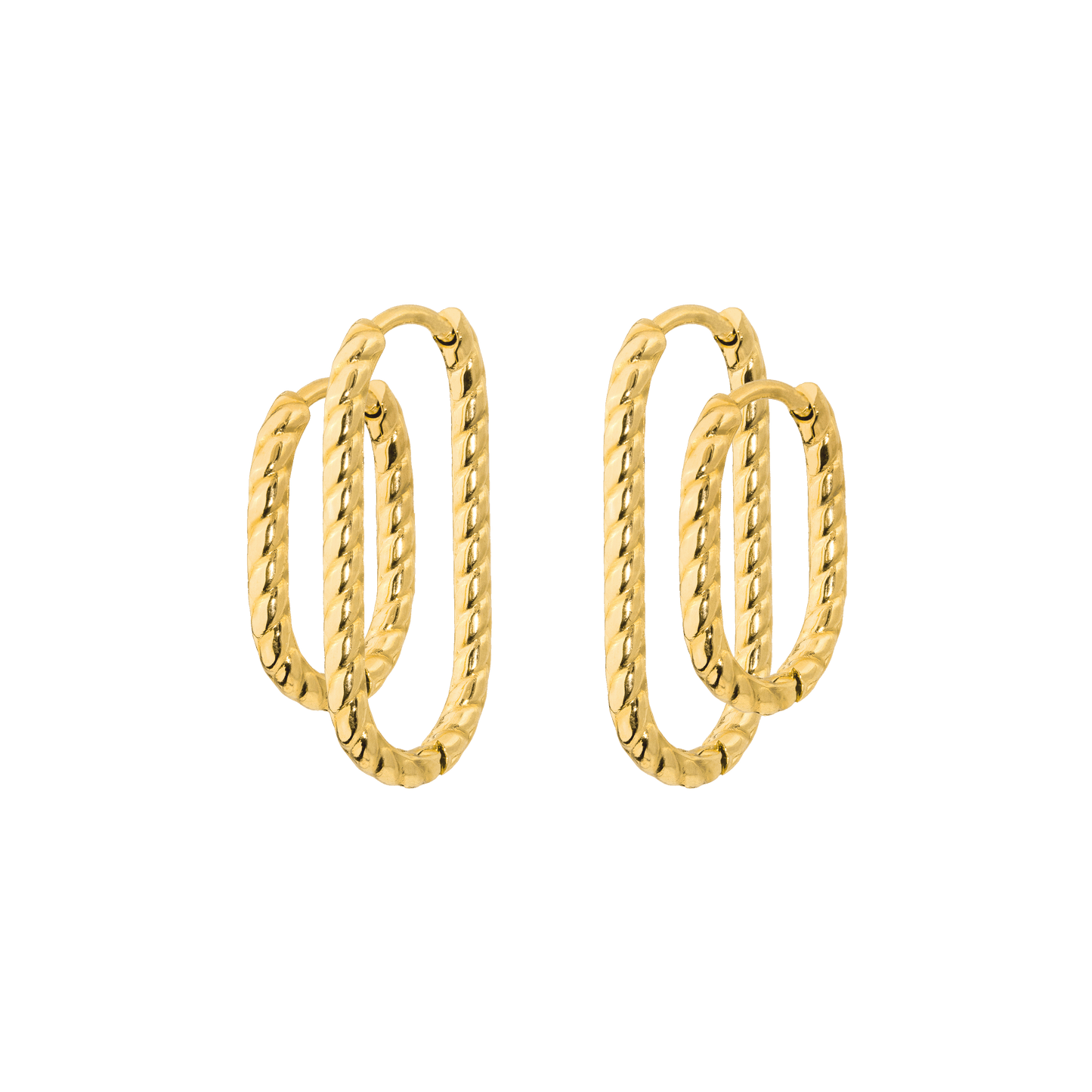 Oval Twisted Hoop Set Oro