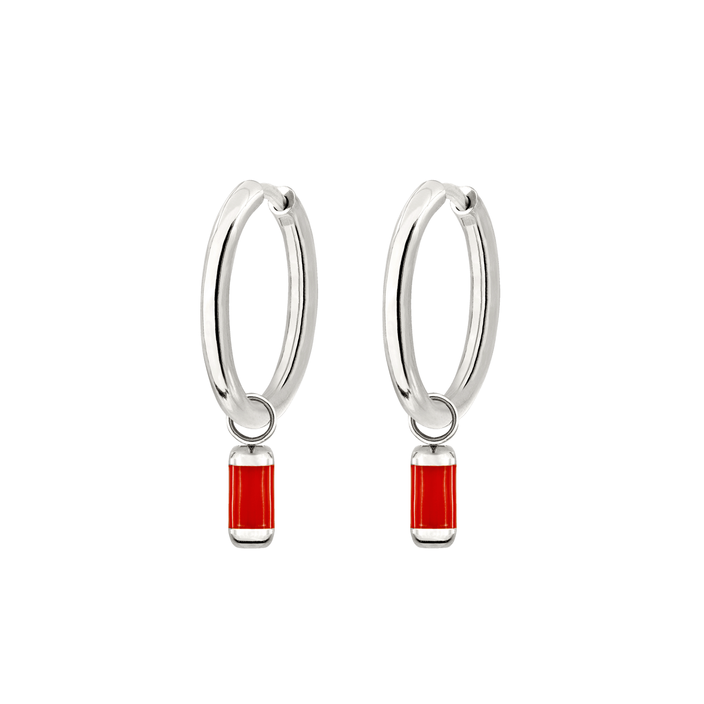 Coral Color Sierra Hoop Set Medium Argento