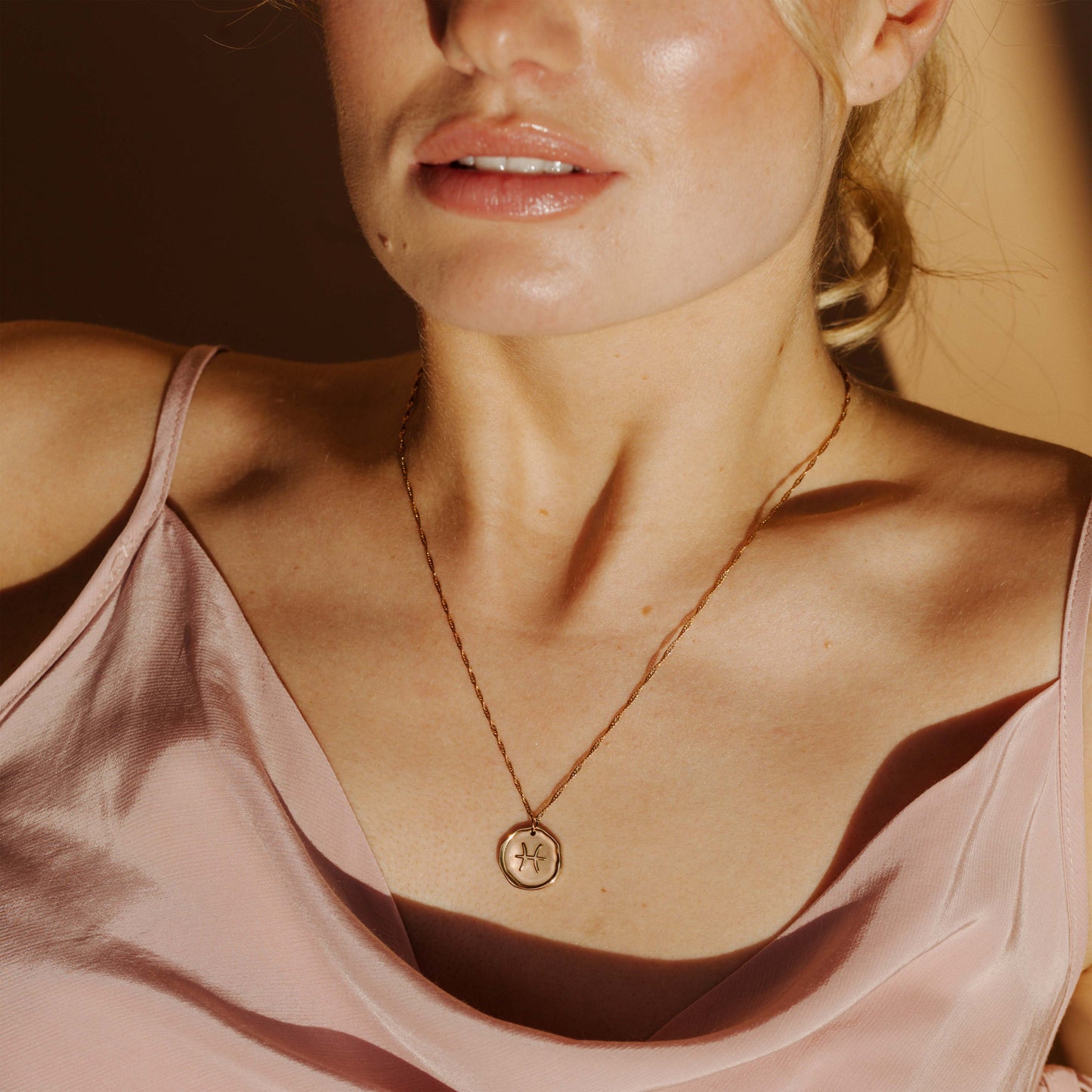 Zodiac Collana - Pesci Oro Rosa