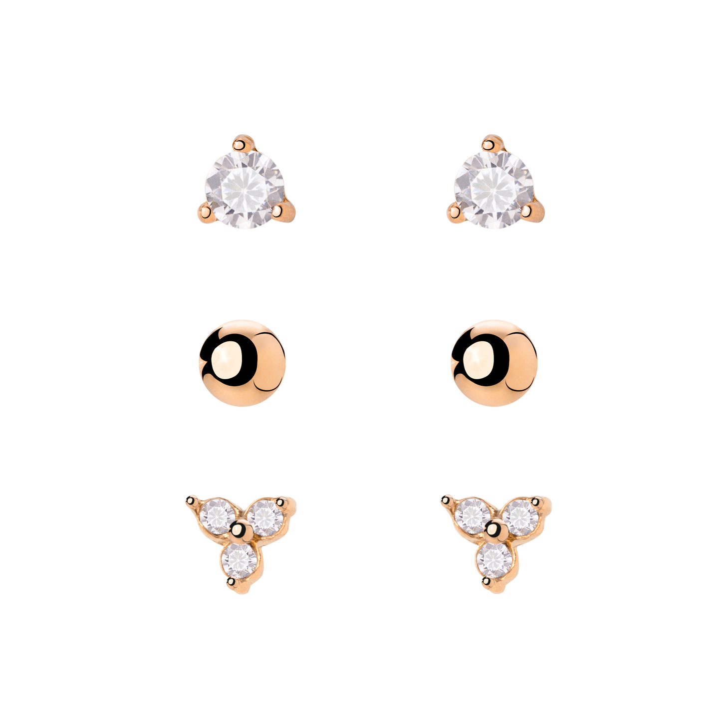 Glimmer Trio Orecchini Bundle Oro Rosa