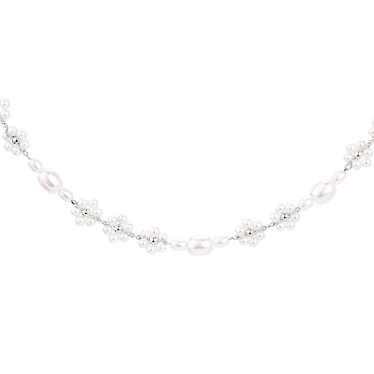 Flowery Pearls Choker Argento