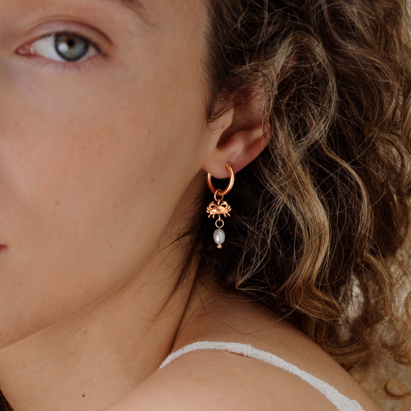 Crab Chaser Hoop Set Small Oro Rosa