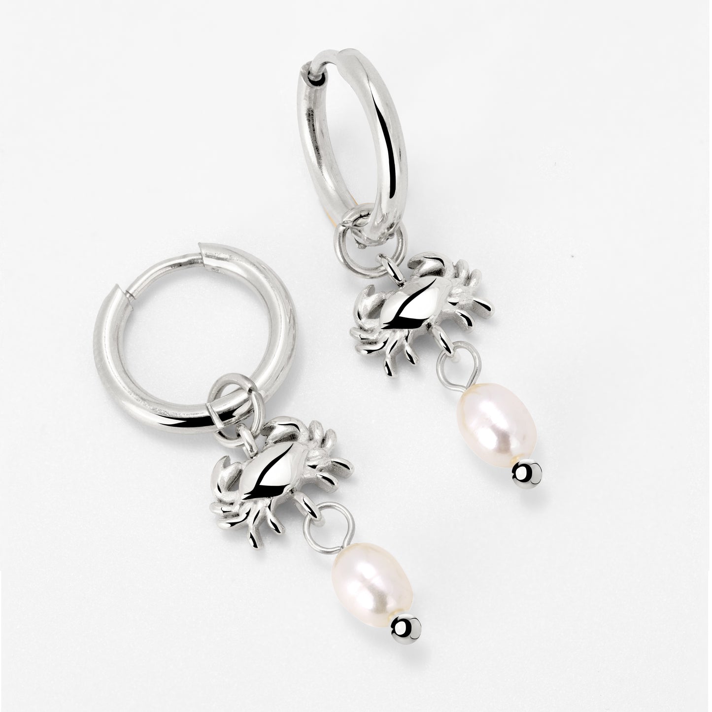 Crab Chaser Hoop Set Small Silber