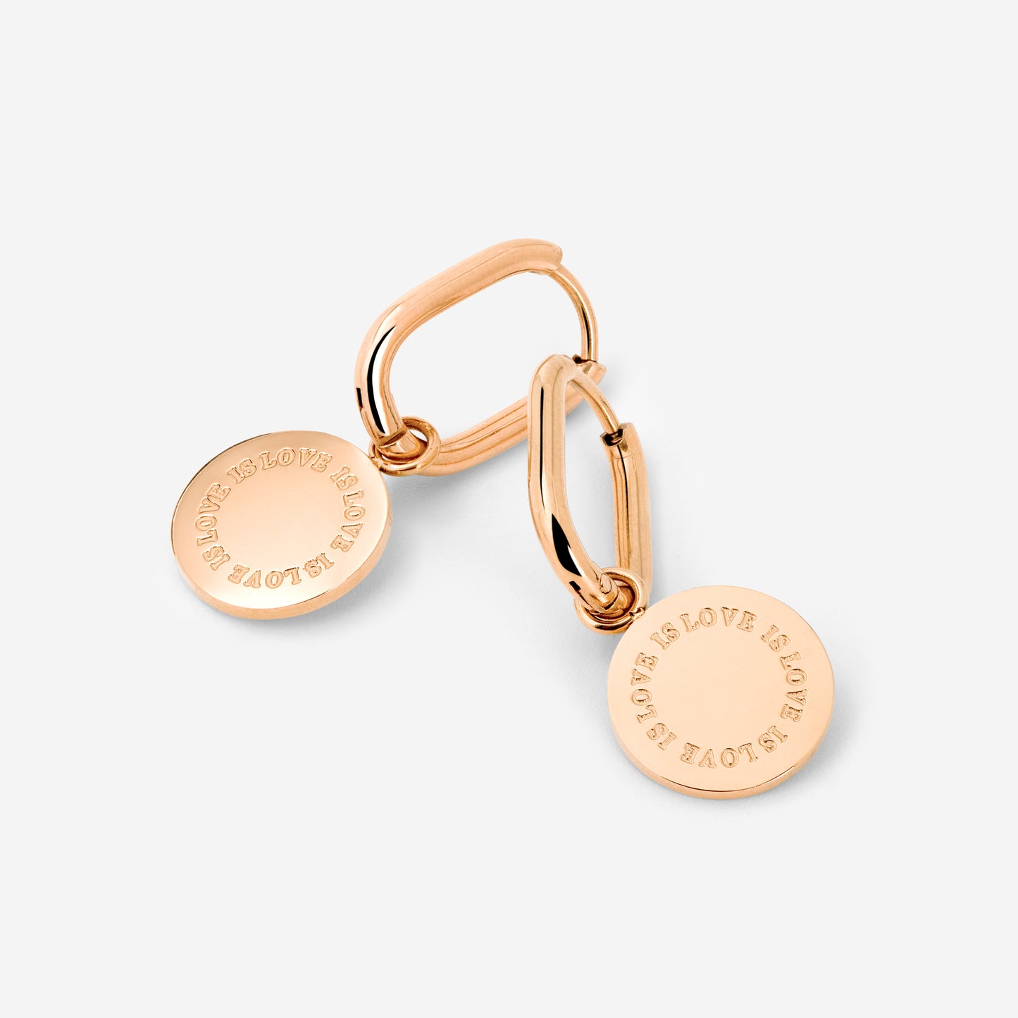 Love is Love Oval Hoop Set Baby Oro Rosa