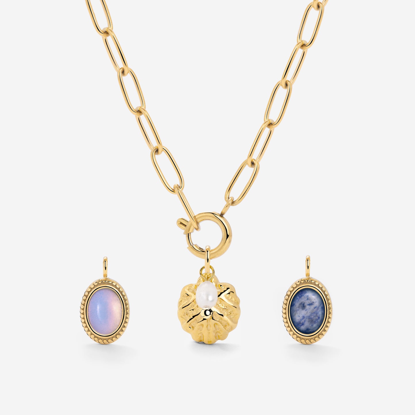 Oval Links Charm Collana Set