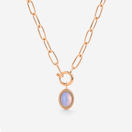 Opaline Oval Links Collana Set Oro Rosa
