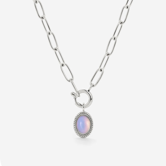 Opaline Oval Links Collana Set Argento