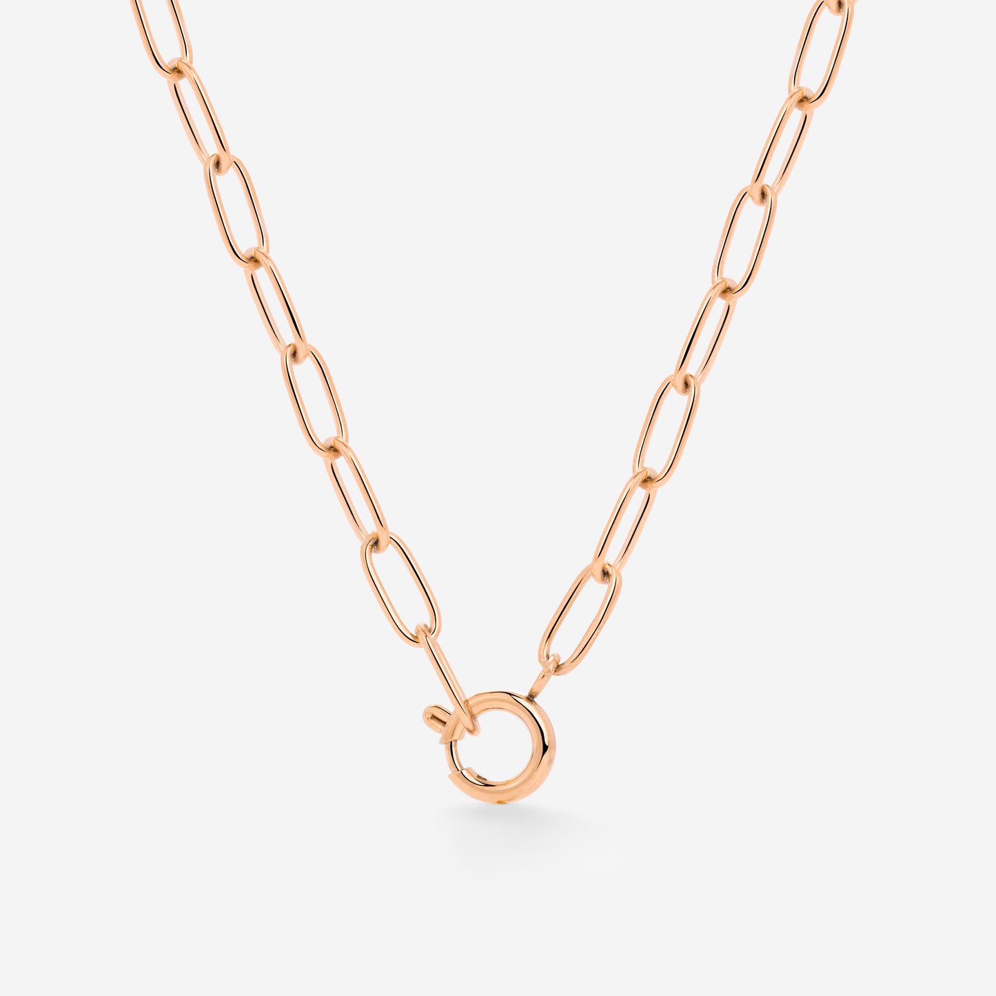 Oval Links Charm Collana Oro Rosa