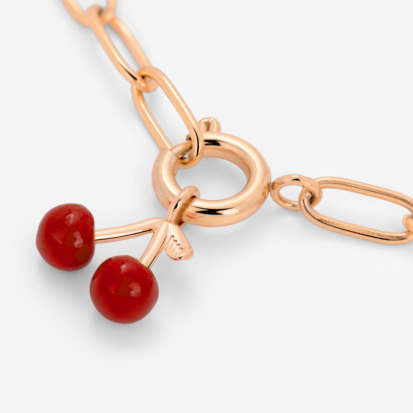 Very Cherry Oval Links Collana Set Oro Rosa