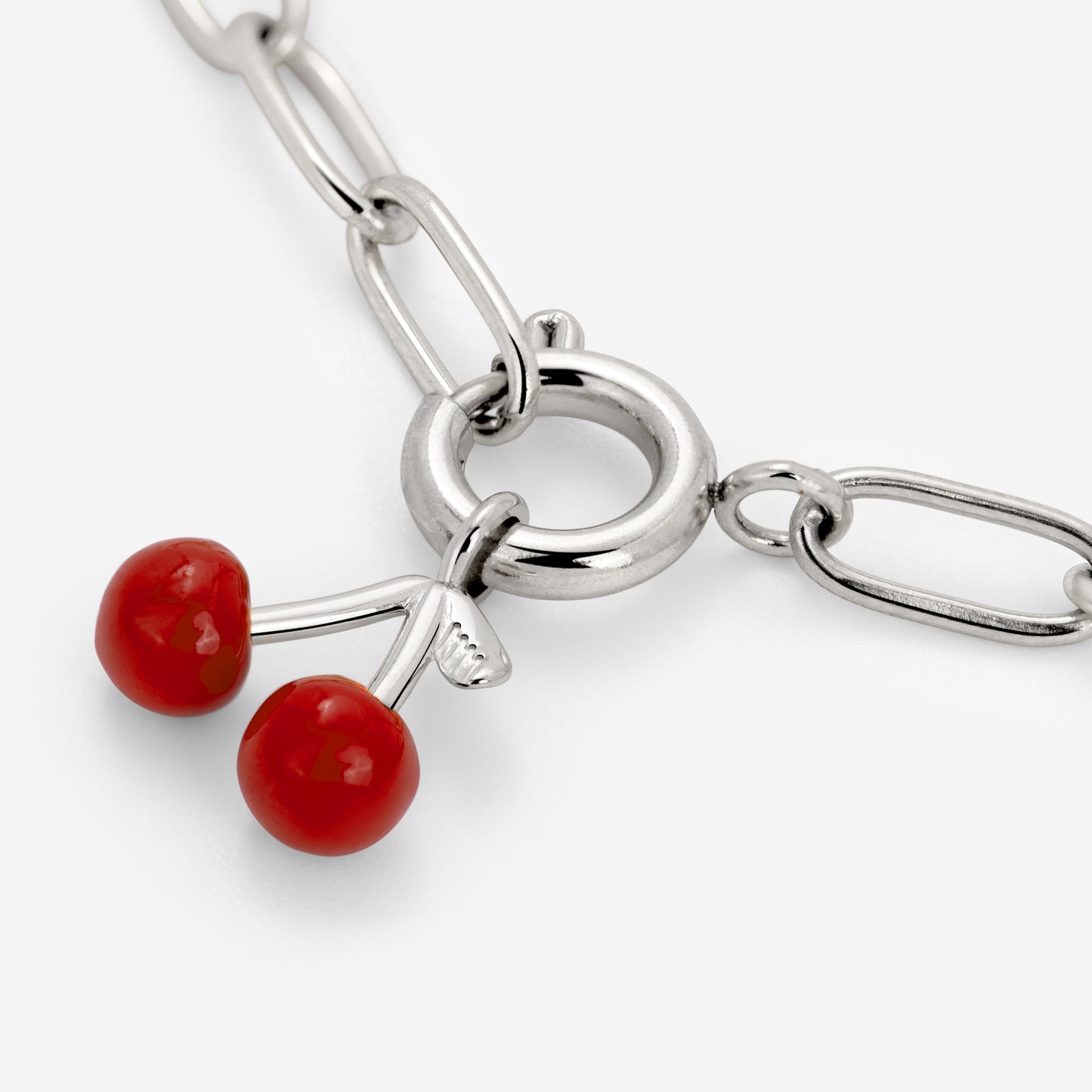 Very Cherry Oval Links Collana Set Argento