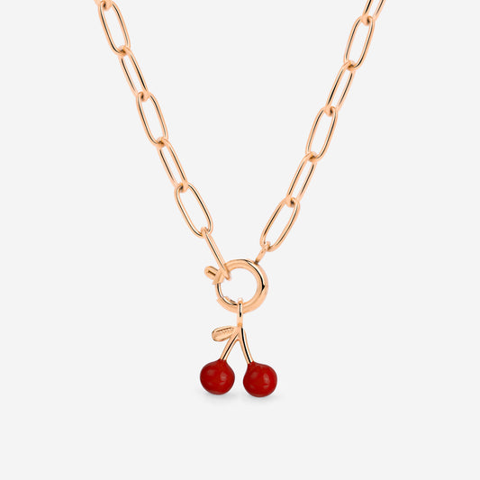 Very Cherry Oval Links Collana Set Oro Rosa