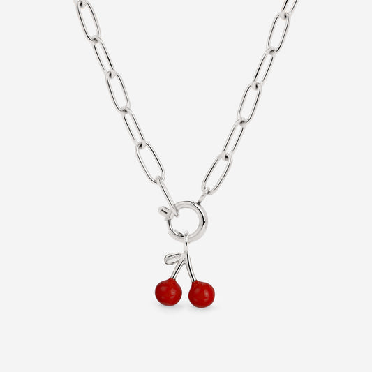 Very Cherry Oval Links Collana Set Argento