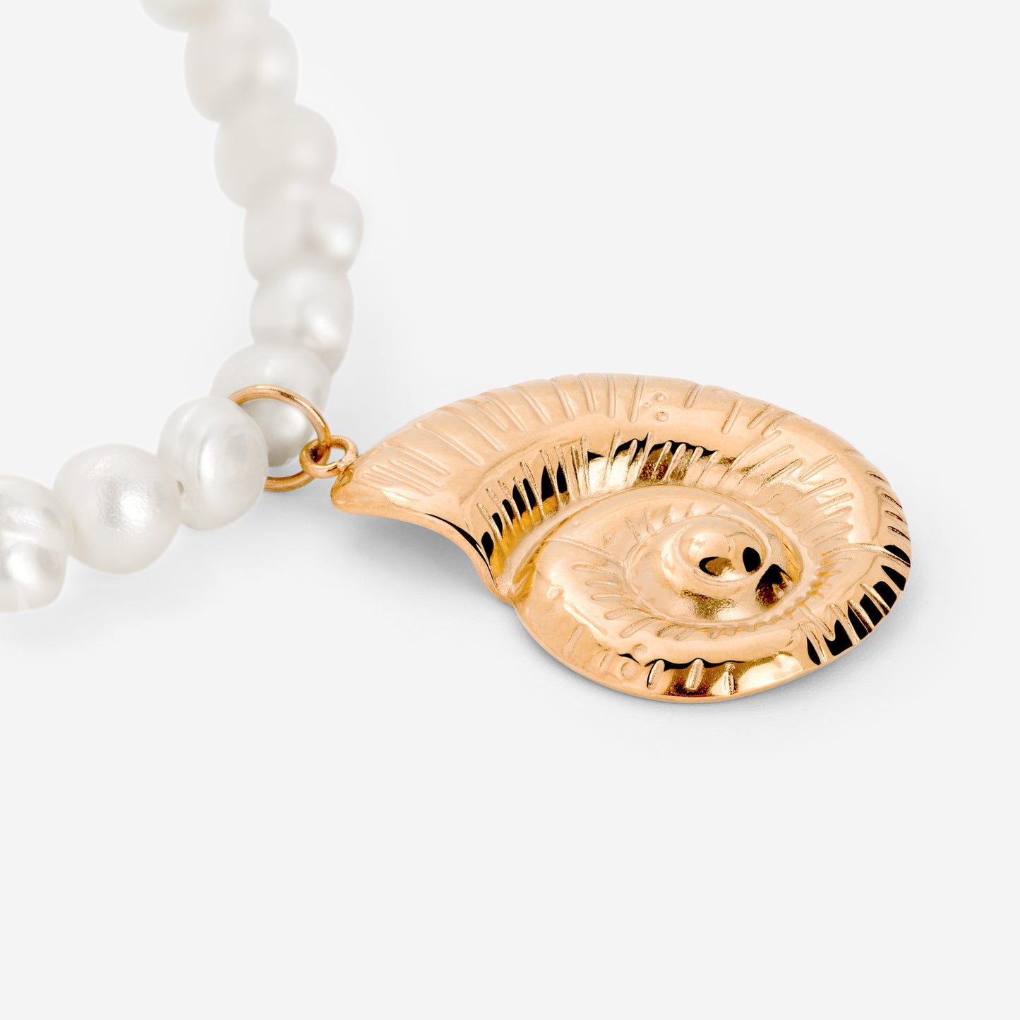 Ammonite Pearl Collana Oro Rosa