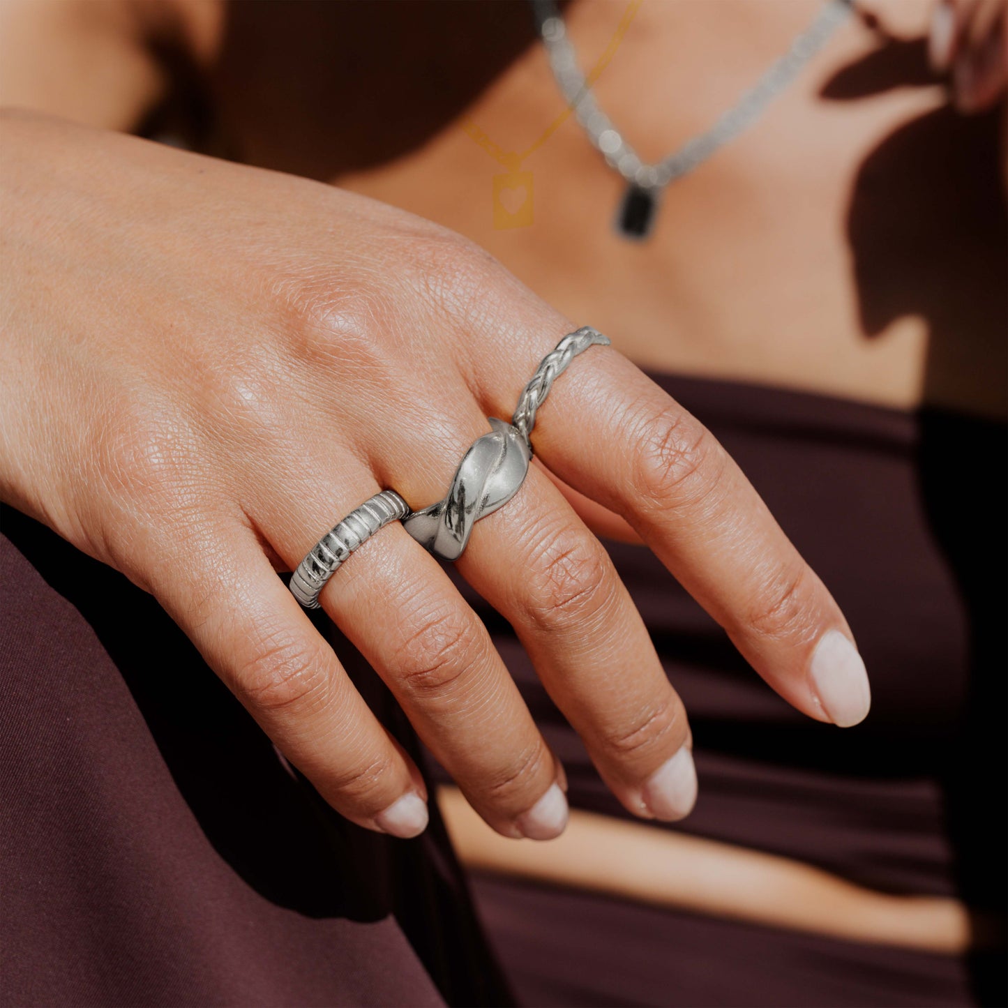Striped Anello Bold Argento
