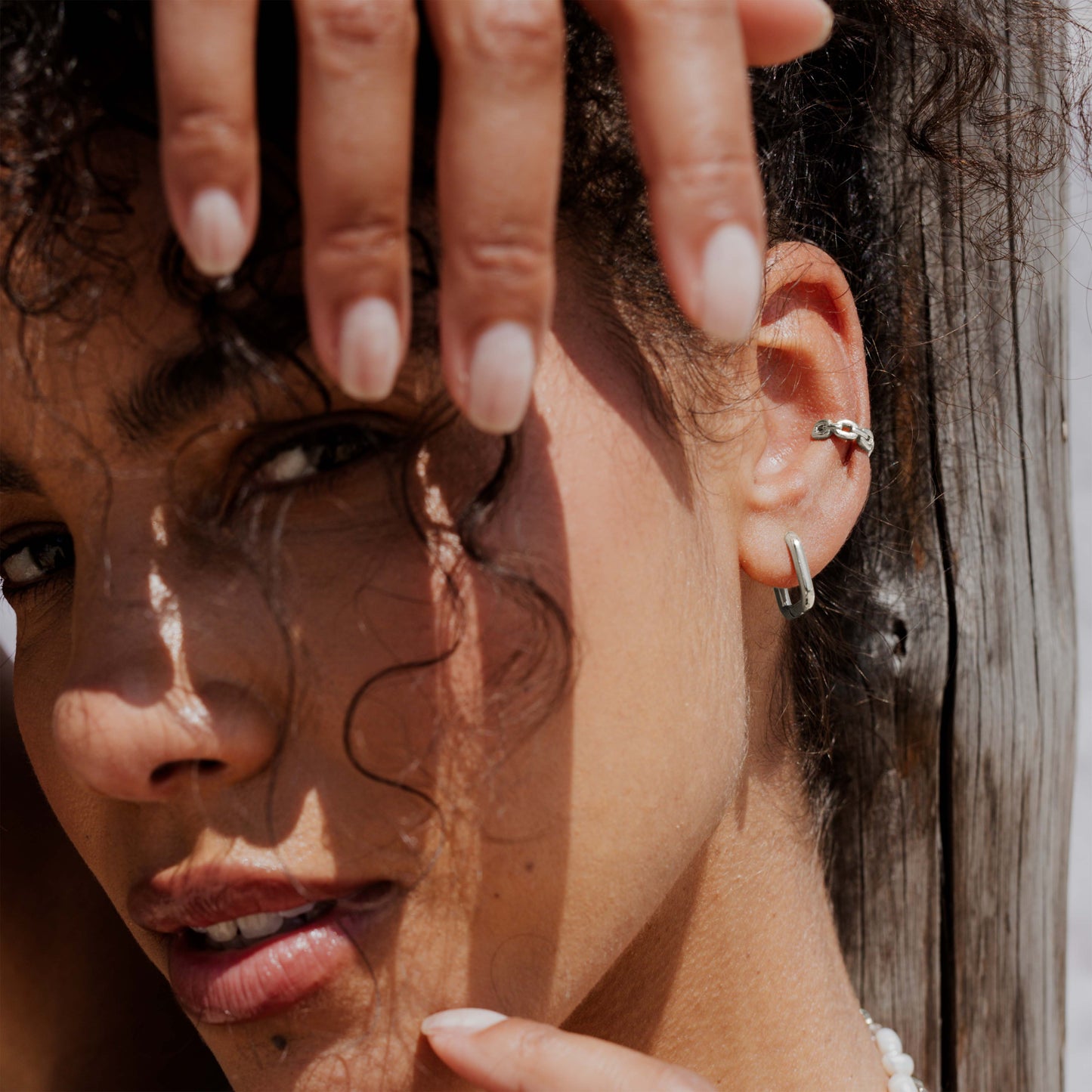 Square Hoops Argento