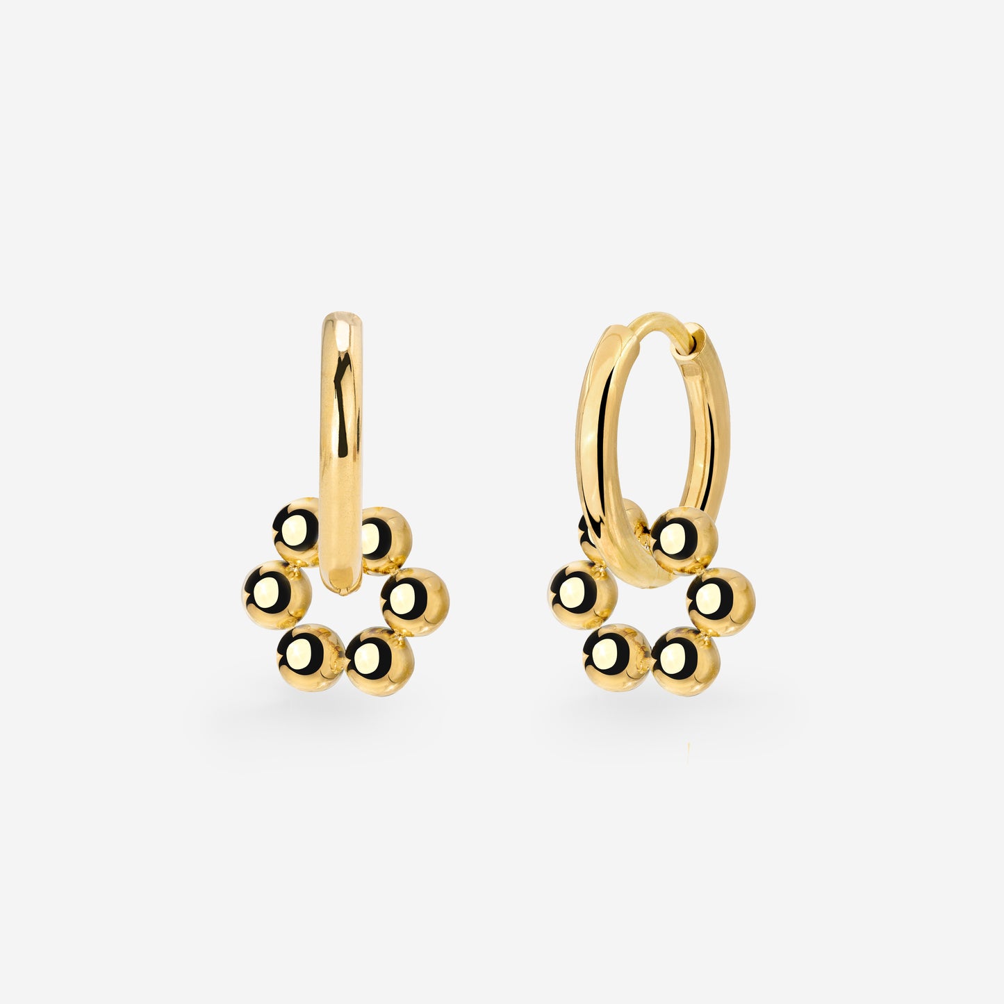 Bead Donut Hoop Set Small Oro