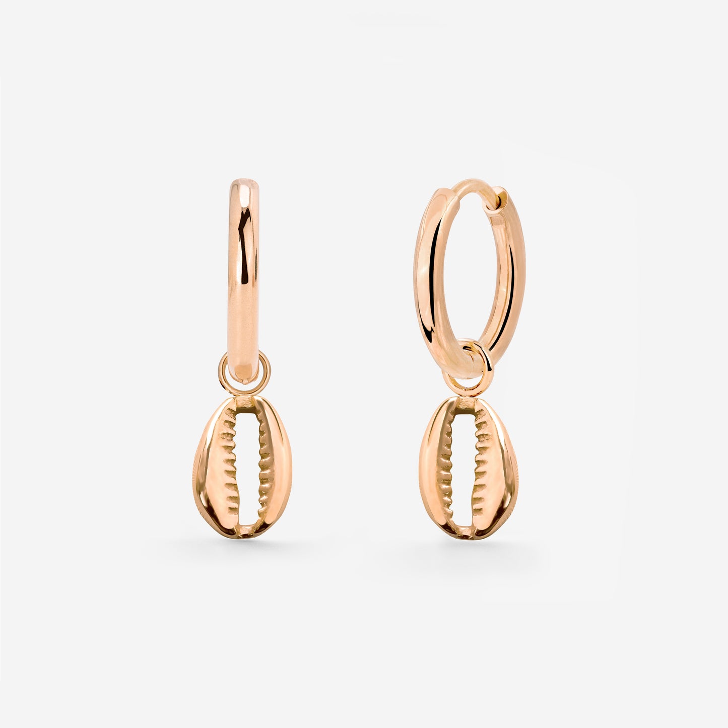 Cowrie Shell Hoop Set Small Oro Rosa