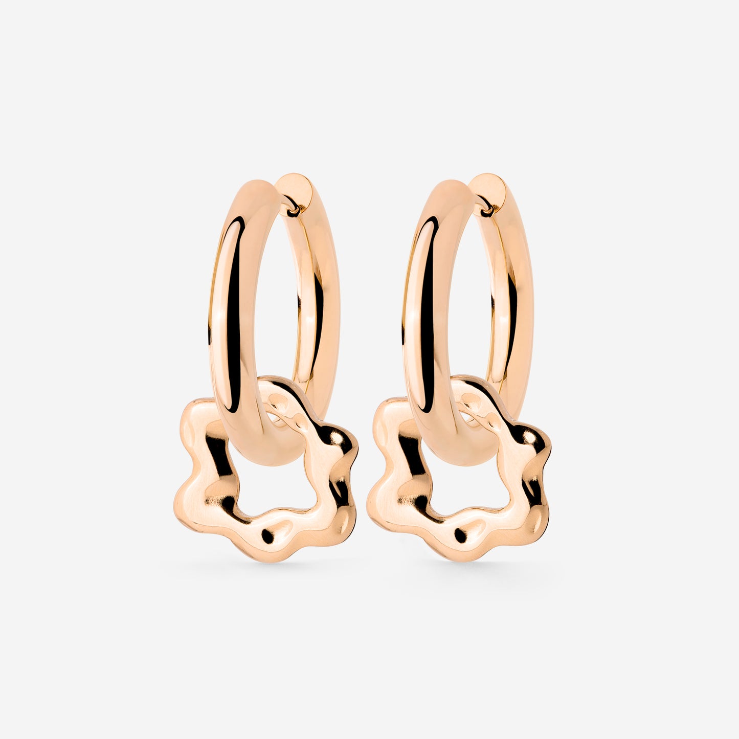 Chunky Melting Donut Hoop Set Medium Oro Rosa