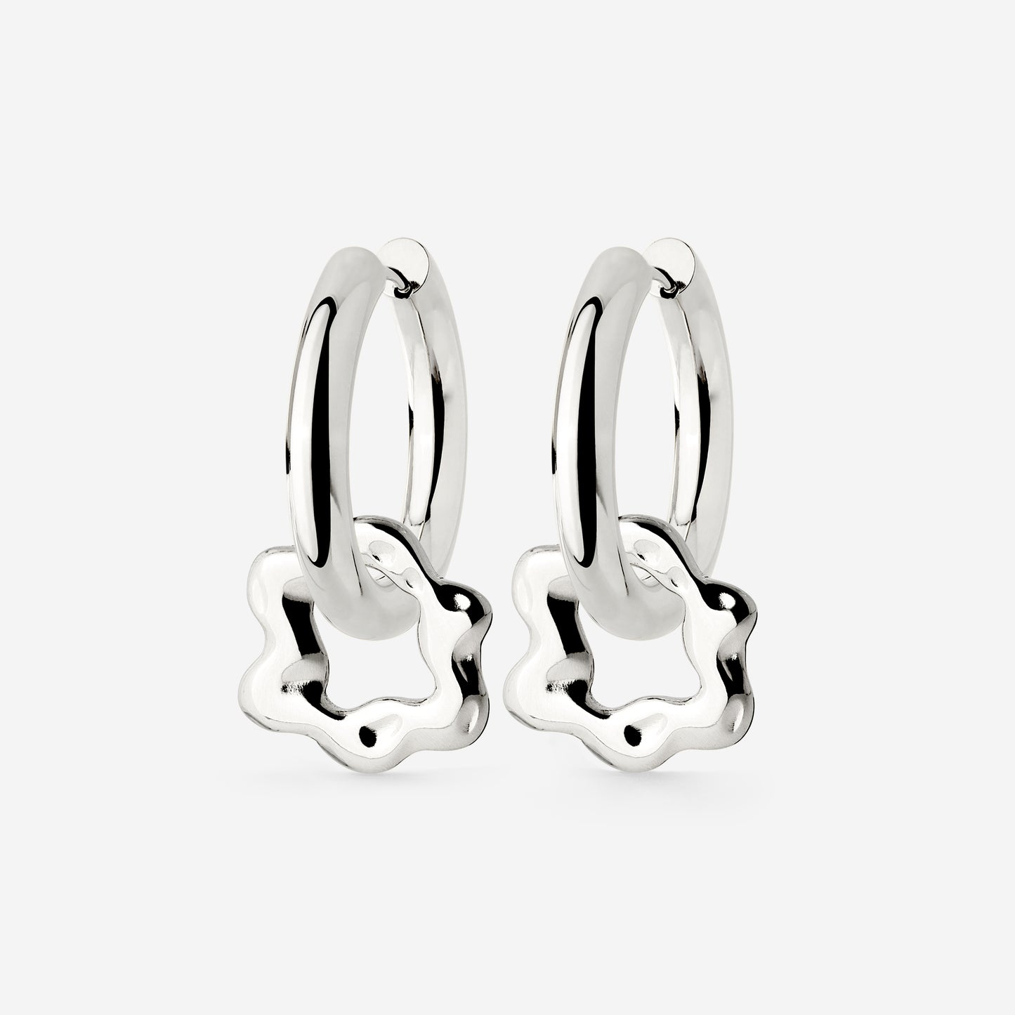 Chunky Melting Donut Hoop Set Medium Argento