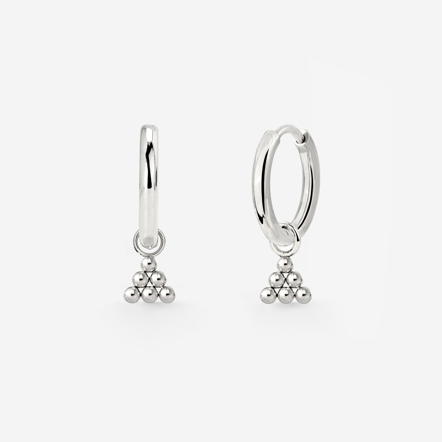 Tiny Beads Hoop Set Small Argento
