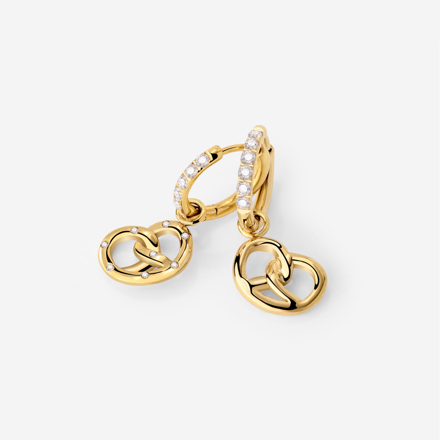 Bedazzled Pretzel Glimmer Hoop Set Small Oro