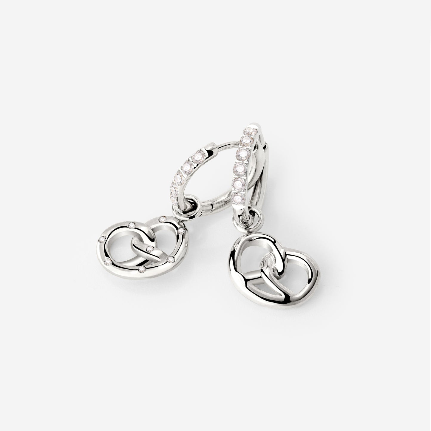 Bedazzled Pretzel Glimmer Hoop Set Small Argento