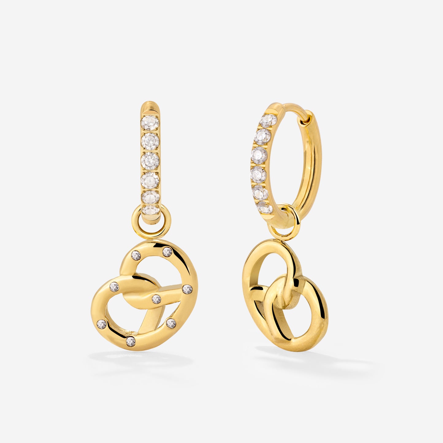 Bedazzled Pretzel Glimmer Hoop Set Small Oro