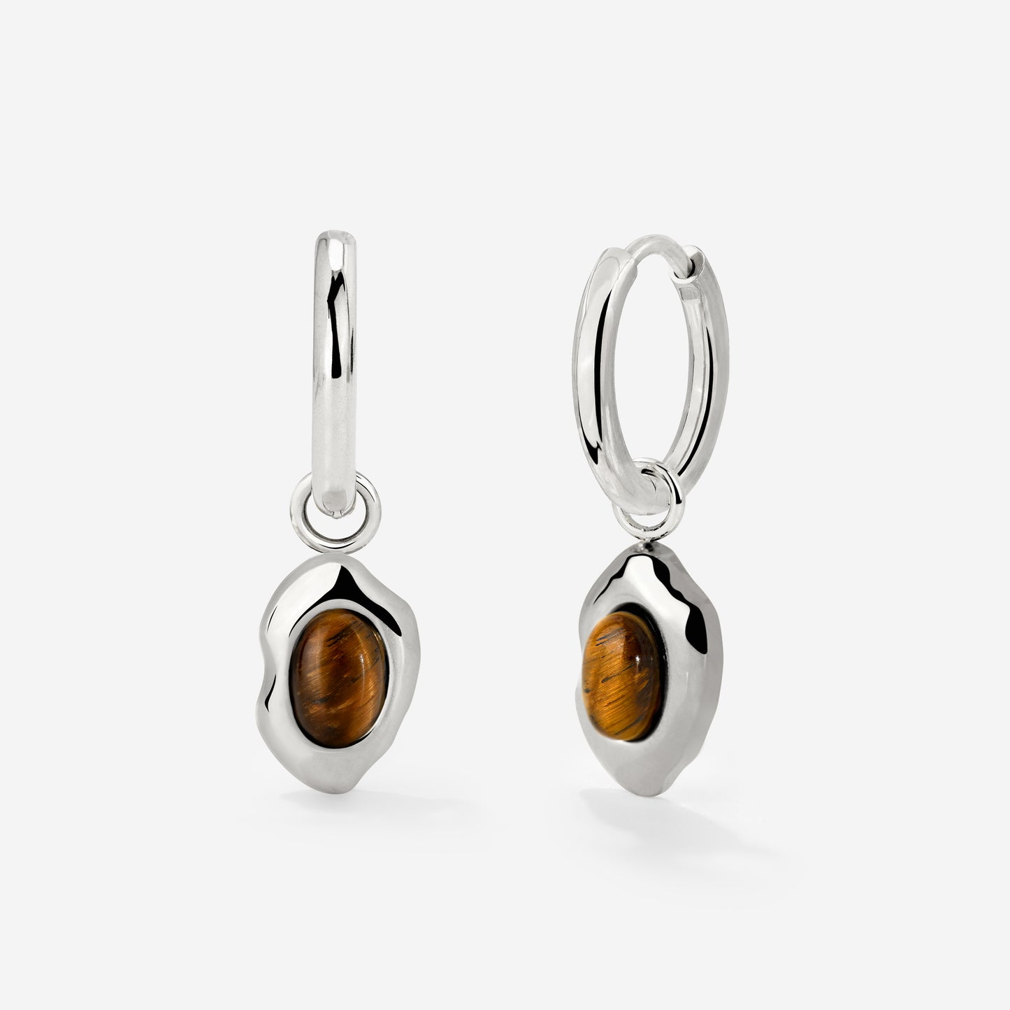 Tiger's Eye Hoop Set Small Argento