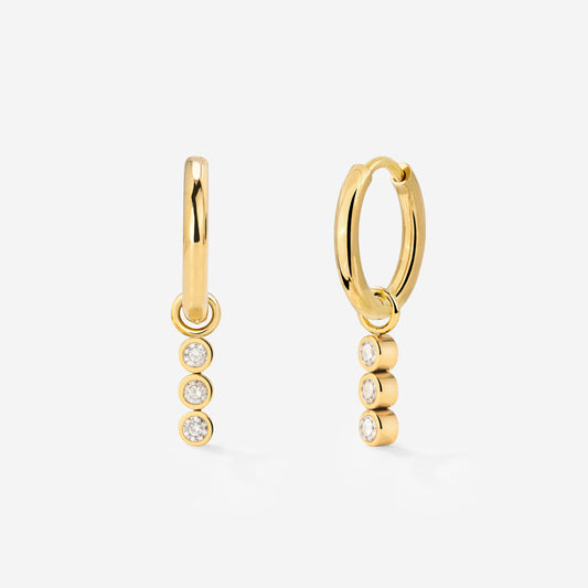 Bezel Bling Hoop Set Small Oro