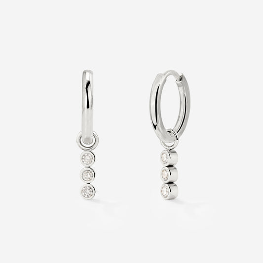 Bezel Bling Hoop Set Small Argento