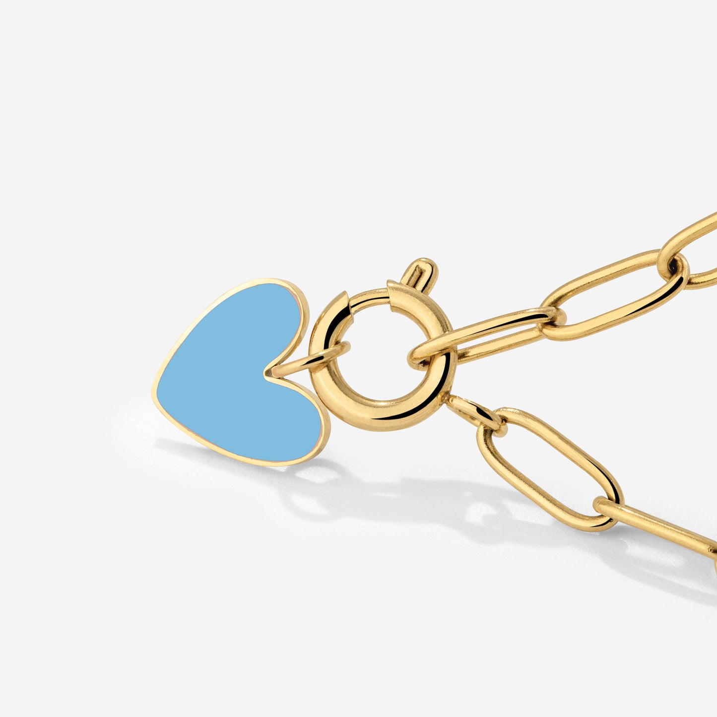 Blue Heart Oval Links Collana Set Oro